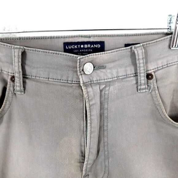 DAMAGED Lucky Brand 223 Straight Beige Cotton Mid‎ Rise Jeans 36/29 - Picture 6 of 15